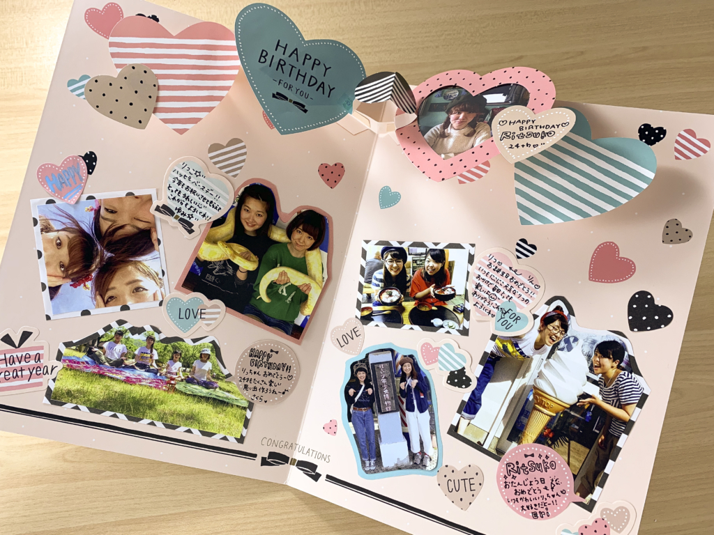 書いて貼るだけで簡単に作れる！ハートが可愛いバースデーフォトボード♡ 手作りアルバムアルバムキッチン