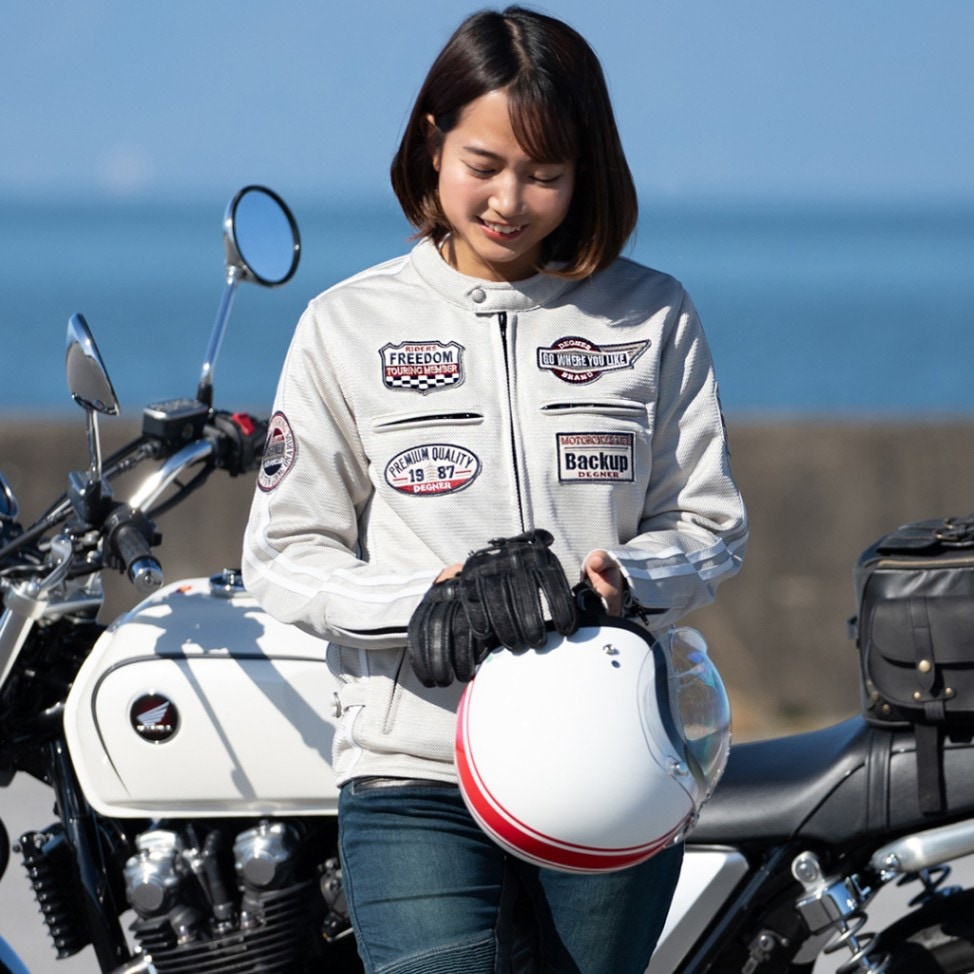 女性用 デグナー メッシュバイクジャケット シルバー レディースバイクジャケット女性用 通気性 シンプル 春