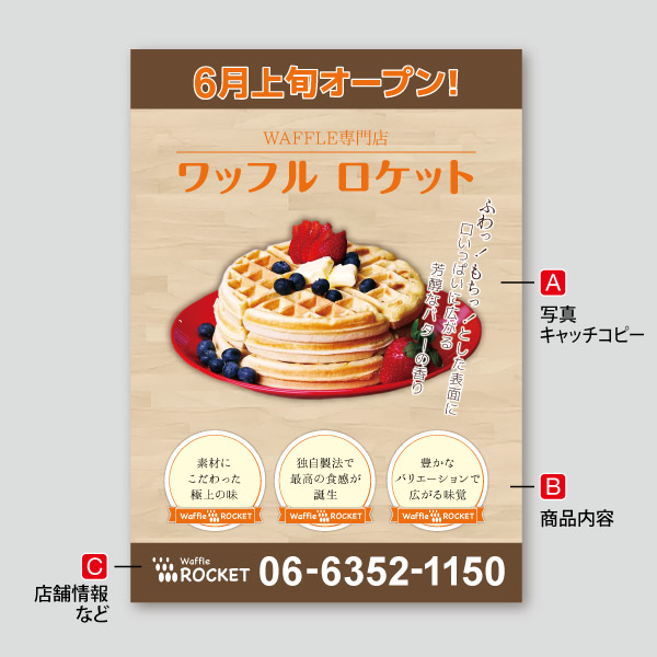 A2ポスターカフェの無料デザインテンプレート印刷のラクスル
