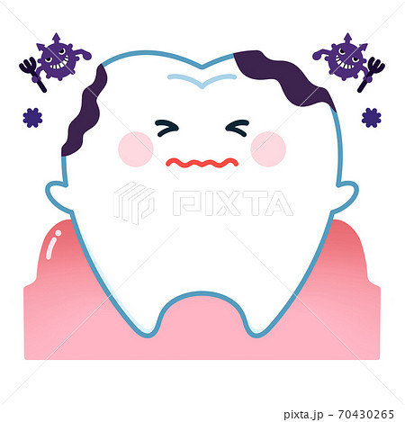 虫歯菌 虫歯予防 夏の行事 学校 無料 白黒イラスト素材