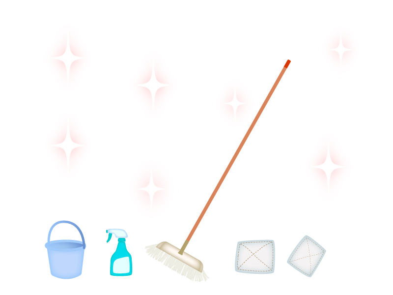 掃除をする動物：イラスト無料
