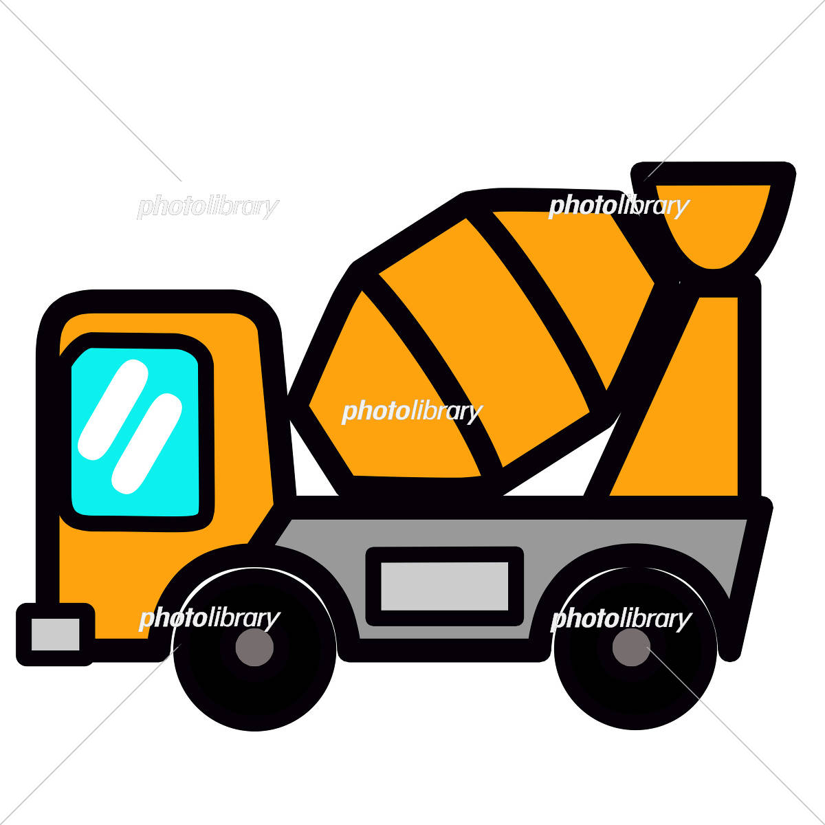 ○工事車両： ミキサー車のしくみを説明 : のりものの透視図イラスト