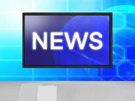 テレビニューススタジオ、円卓と地球の地球が画面に表示されたテレビ放送室のインテリア。ニュースキャスターデスク、照明器具、漫画のベクトルイラストとビデオチャンネルスタジオ無料ベクトル素材