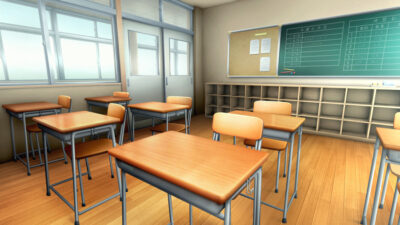 学校の机と椅子 正面 のイラスト無料のフリー素材 イラストエイト