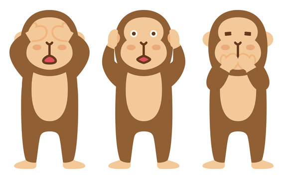 見猿聞か猿言わ猿 – イラストストック「時短だ」