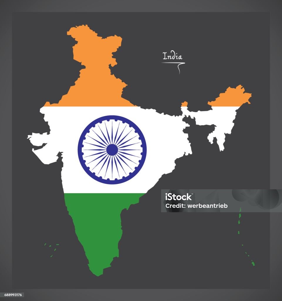 たなびくインド国旗イラストのフリー素材イラストイメージ