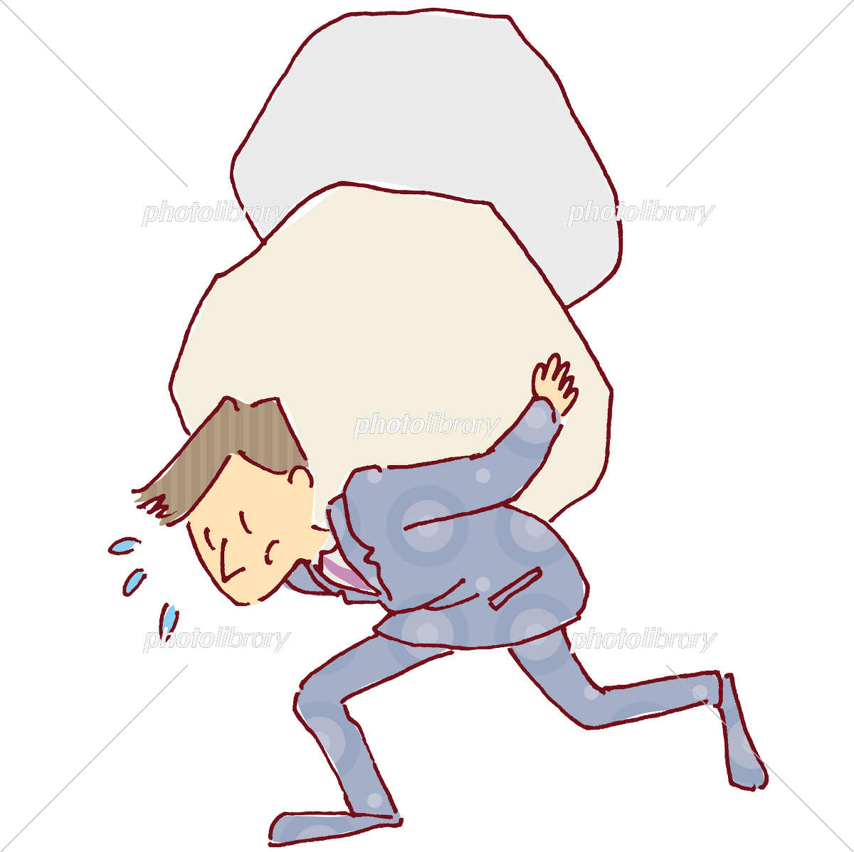 重責を背負うサラリーマンイラストのフリー素材イラストイメージ