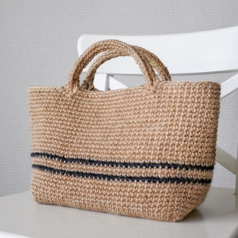 麻紐×tシャツヤーン 巾着ショルダーバッグ かごバッグ ベビーピンク ハンドメイド 手編みYahoo!フリマ 旧PayPayフリマ