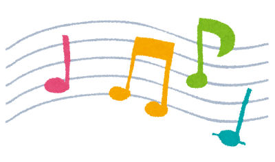 音楽、音符やト音記号などのセットイラスト：イラスト無料