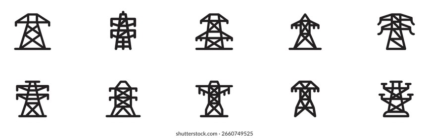 送電鉄塔のアイコン。ビジネスと広告のベクトル線アイコンPremiumベクトル素材