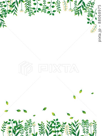 新緑の枠 縦 の無料 フリー イラストかわいい手描きの無料素材「てがきっず」保育園・小学校・介護施設にぴったりのフリー素材イラスト