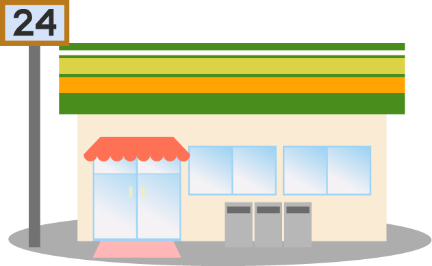 コンビニ外観_文字あり 昼- 店舗＆施設編01背景素材店みにくる
