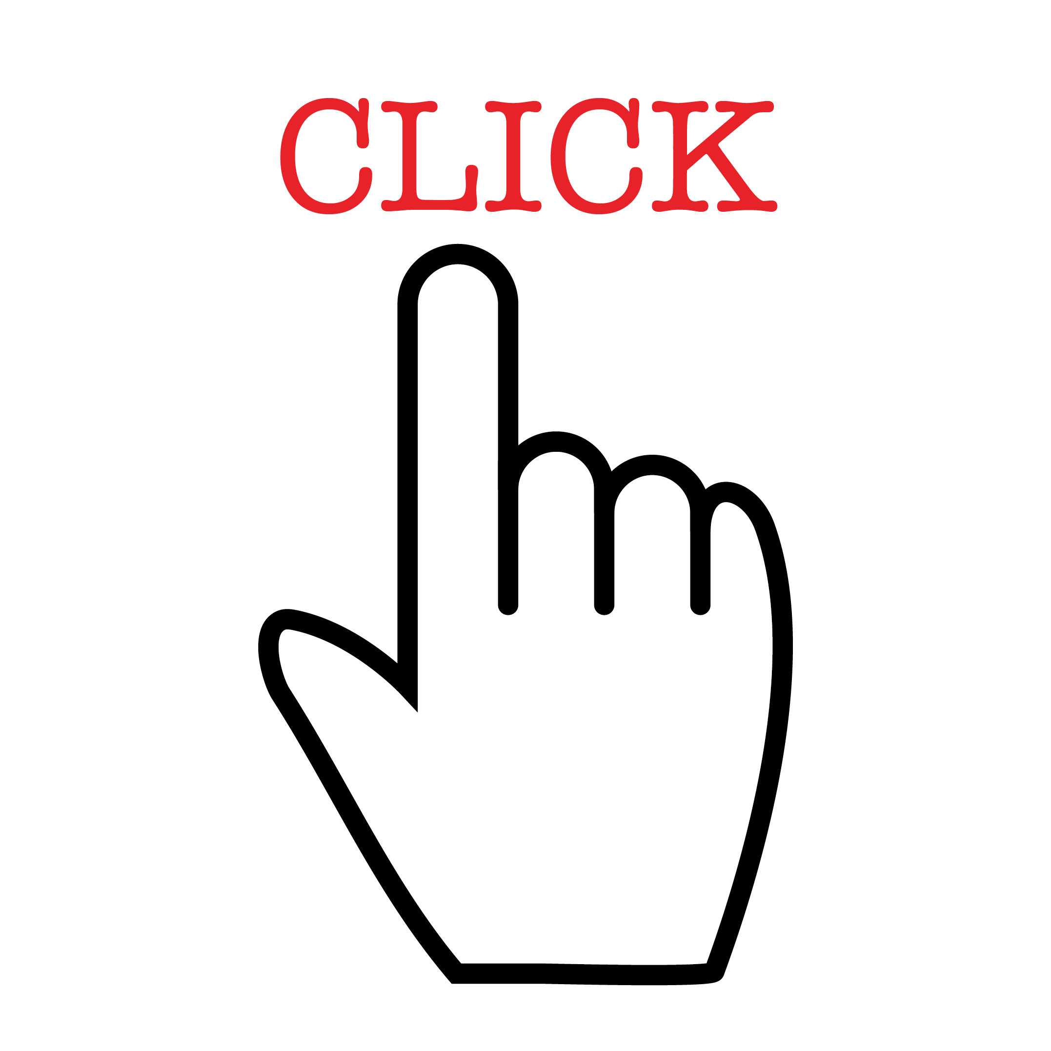 立体感、光沢感のある手とCLICK!ボタン アイコン クリック ウェブサイト、バナー 白背景のイラスト素材179356205- イメージマート