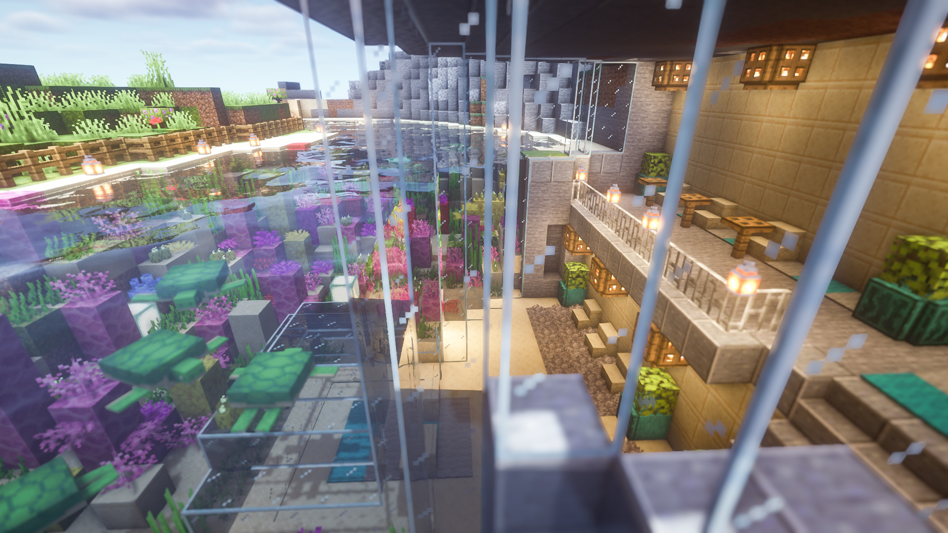 minecraftbuilds クジラの形の水族館 - Horohoro_minecraft Works