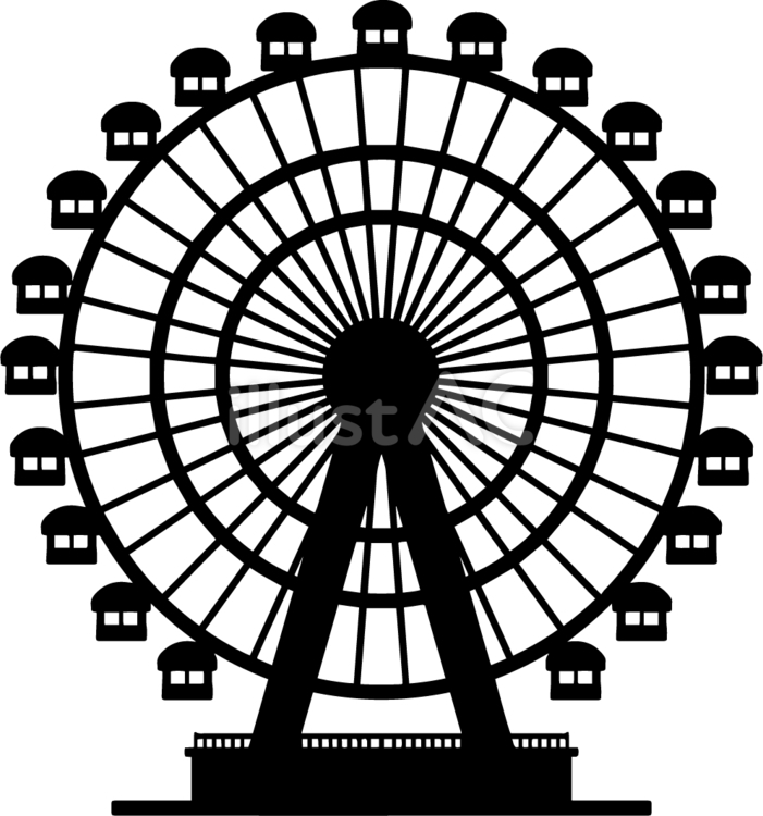 観覧車アイコン画像ベクトル イラスト デザイン青赤線のイラスト素材・ベクター Image 92102924