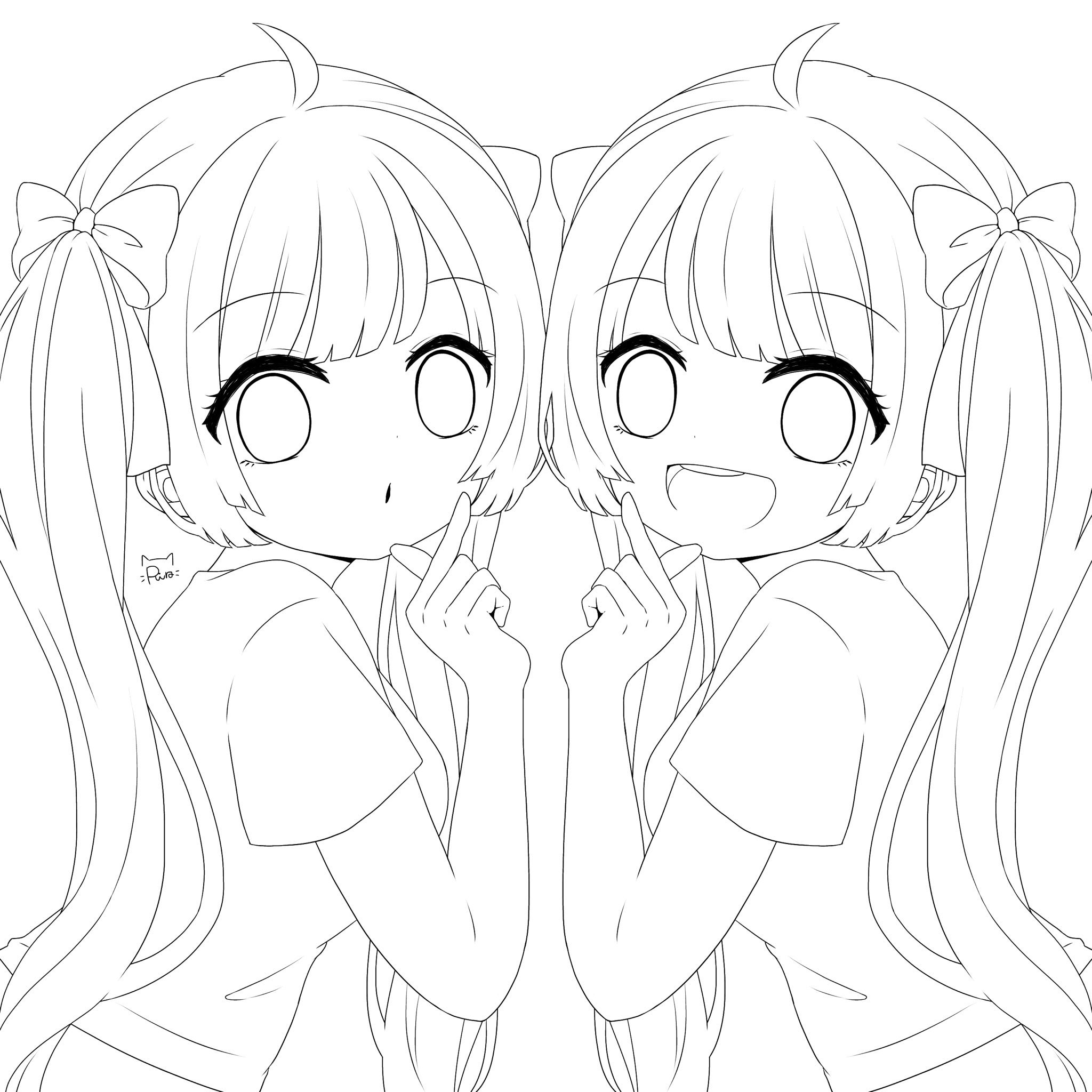 高 画質 かわいい フリー線画 女の子338 無料写真