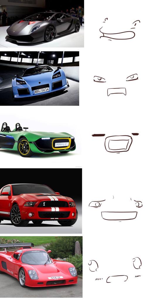 外国人「車のフロントマスクが人の顔に見えるので コミック風にしてみた！」 : らばQ