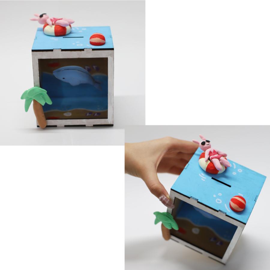 dショッピング 工作キット ダンボール ウゴック 猫の貯金箱 難易度4段ボール hacomo ダンボール製 猫 貯金箱 おもちゃ 工作ペーパークラフト 子ども キッズ 組み立て 手作り キット 組立 作る 簡単 お絵描きカテゴリ：知育玩具 その他の販売できる商品