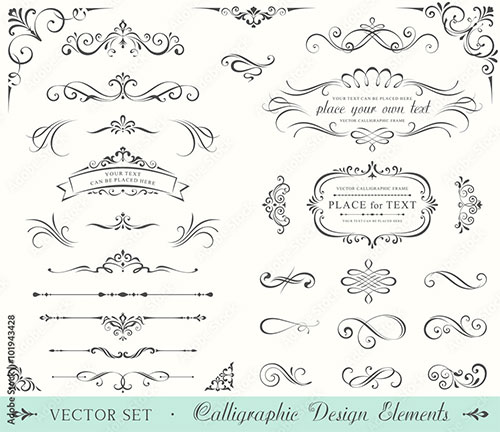 フローラルな装飾、飾り罫＆飾り枠＆ラベルの無料セット － Free-Style – ALL FREE
