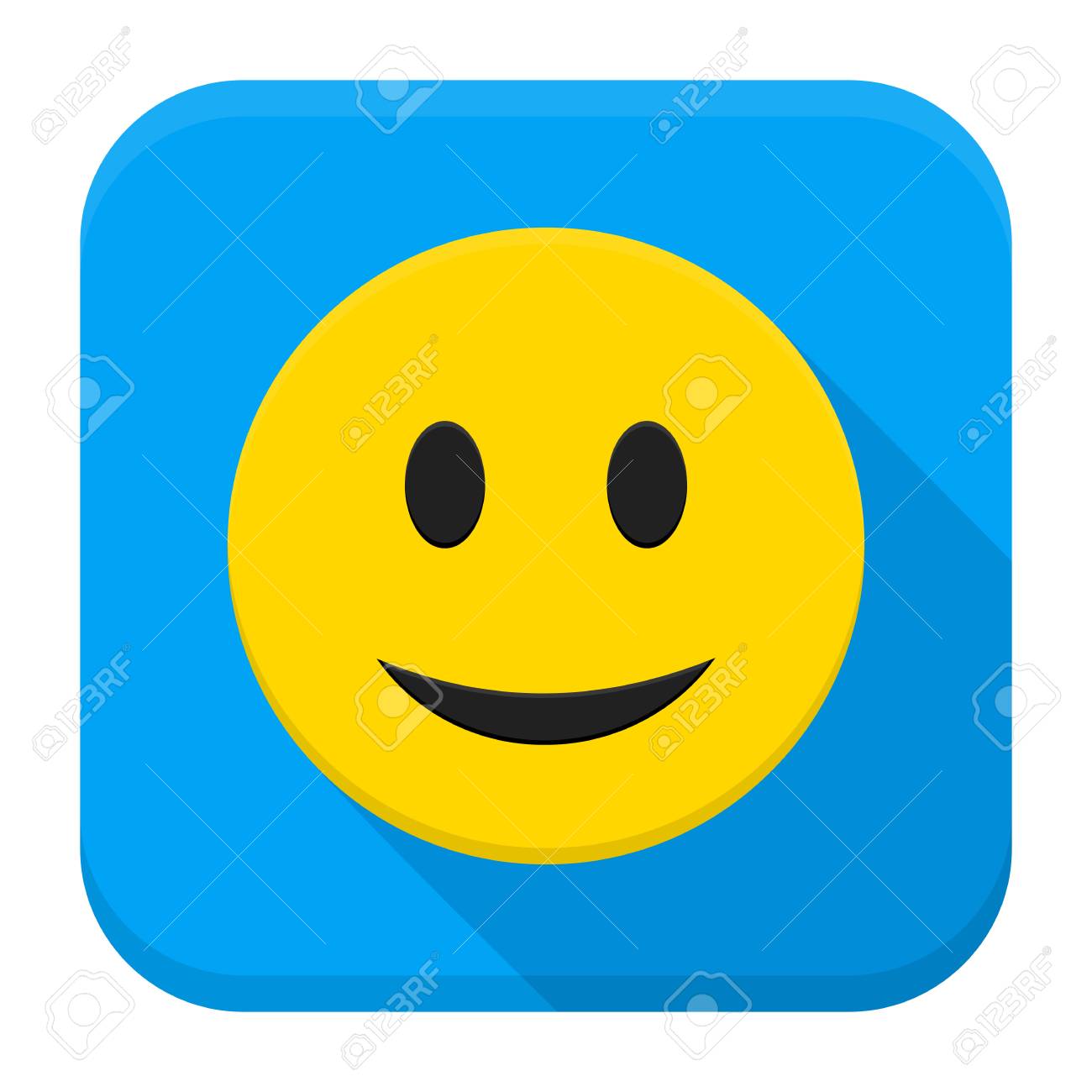 アイコン、アプリと青の背景に黄色の正方形のバッジシンボルアイコン、プレミアム品質アイコンイラスト。のイラスト素材・ベクター Image 96285518