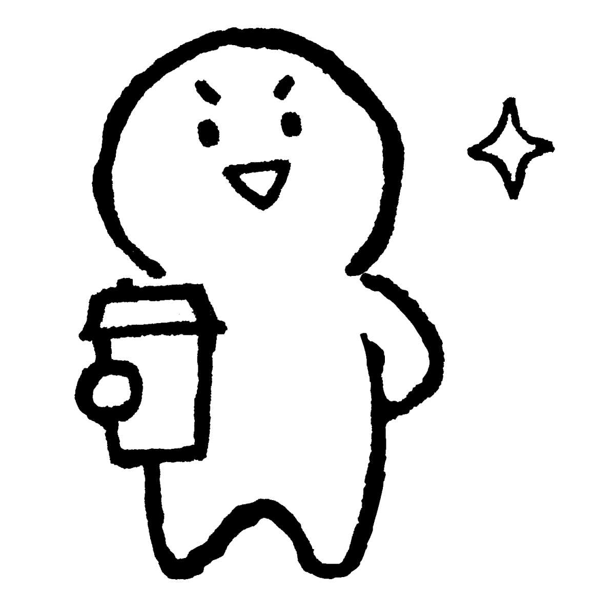 パソコン作業の仕事が終わって喜ぶゆるくて可愛い会社員の女性の無料 フリー イラストかわいい手描きの無料素材 「てがきっず」保育園・小学校・介護施設にぴったりのフリー素材イラスト