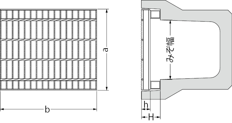 カネソウBIスチール製 グレーチング かさあげ型 ＪＩＳ型 側溝用 細目 滑り止め
