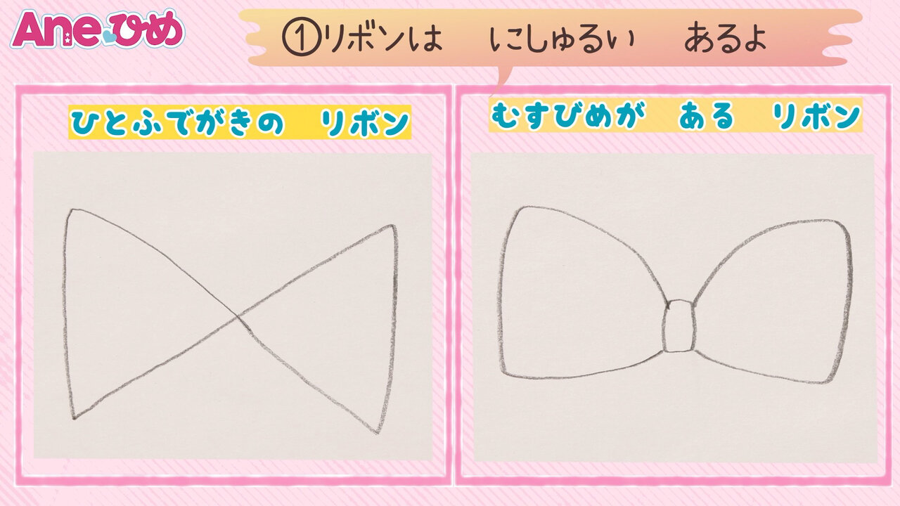 リボン 手書きイラストフレーム枠アンティーク