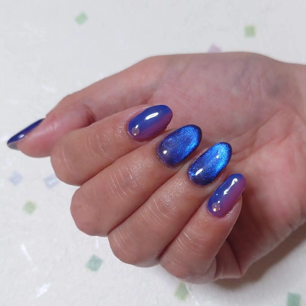 オーダー専 サブカル グラデーション ネイルチップ ブルー 肉球 キラキラ 星ネイルチップ サイズオーダー ギャラクシー 宇宙 星空 夜空 パープル ブルー 紫 青 グラデーション マグネット ネイルチップ つけ爪気まぐれ工房Mon chouchou 通販 16381028Creema クリーマ