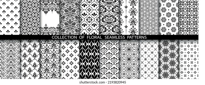 幾何学模様のパターン背景セット 青 イラスト