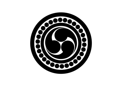 家紋「左三つ巴」のフリー画像 背景透過 とベクター素材 eps 家紋の発光大王堂