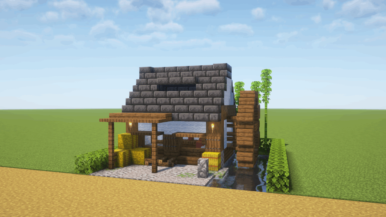 マイクラ建築 1.20 かわいい動物小屋の作り方 竹を使ったおしゃれな建築 Minecrafttutorialsurvivalbarn