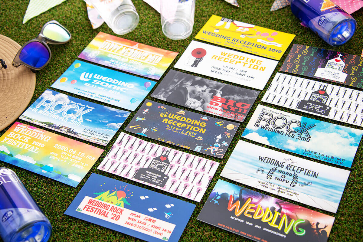 楽天市場 コンサートチケット風招待状 入力印刷込結婚式 少人数婚 家族婚 : 結婚式メモリアルギフト ファルベ