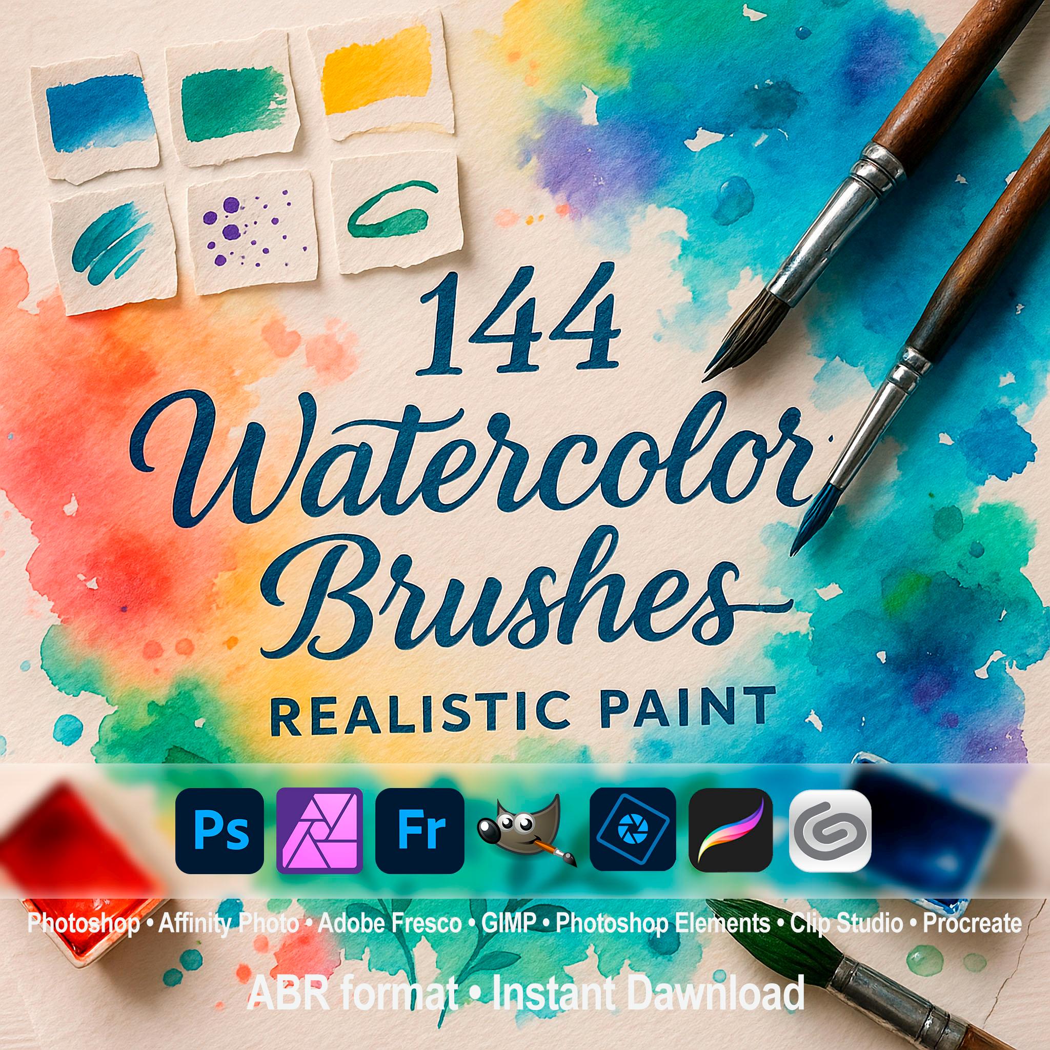 芸術的な傑作のための水彩効果 Photoshop ブラシ セット、ABR ファイル、グラフィック デザイン、Photoshop ブラシセット、特殊効果付きブラシ - Etsy 日本