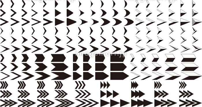 矢羽根型及び三角型の矢印マークのベクターアイコンセット231103472 毎月1点無料 フリー のストックフォト イメージマート