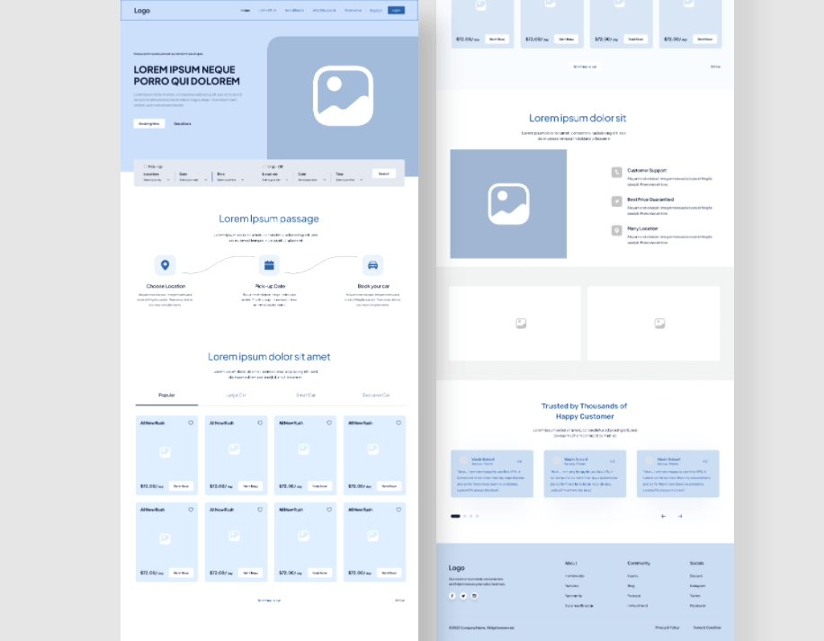 無料のWebサイトワイヤーフレームサンプル丨EdrawMax