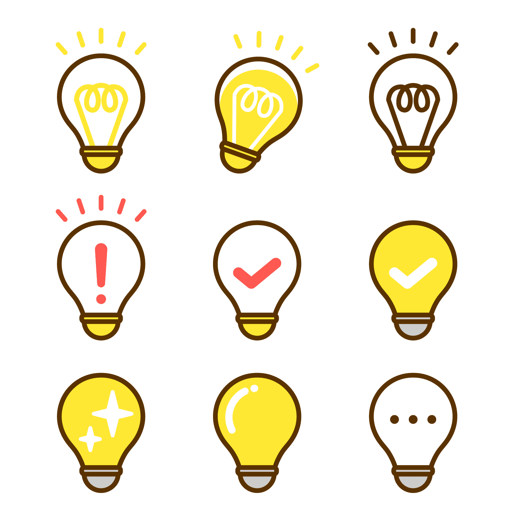 ひらめきの電球アイコンよはくにイラスト