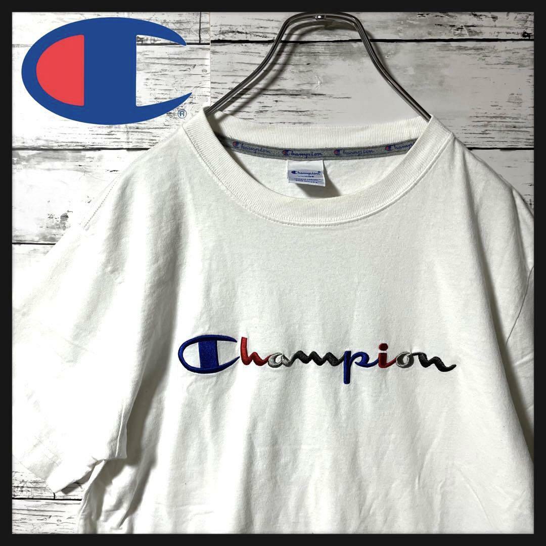 Champion カラフルロゴ Tシャツ LARGE グレ