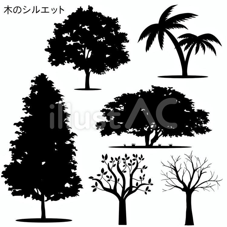 木のシルエット モノクロ - CLIP STUDIO ASSETS