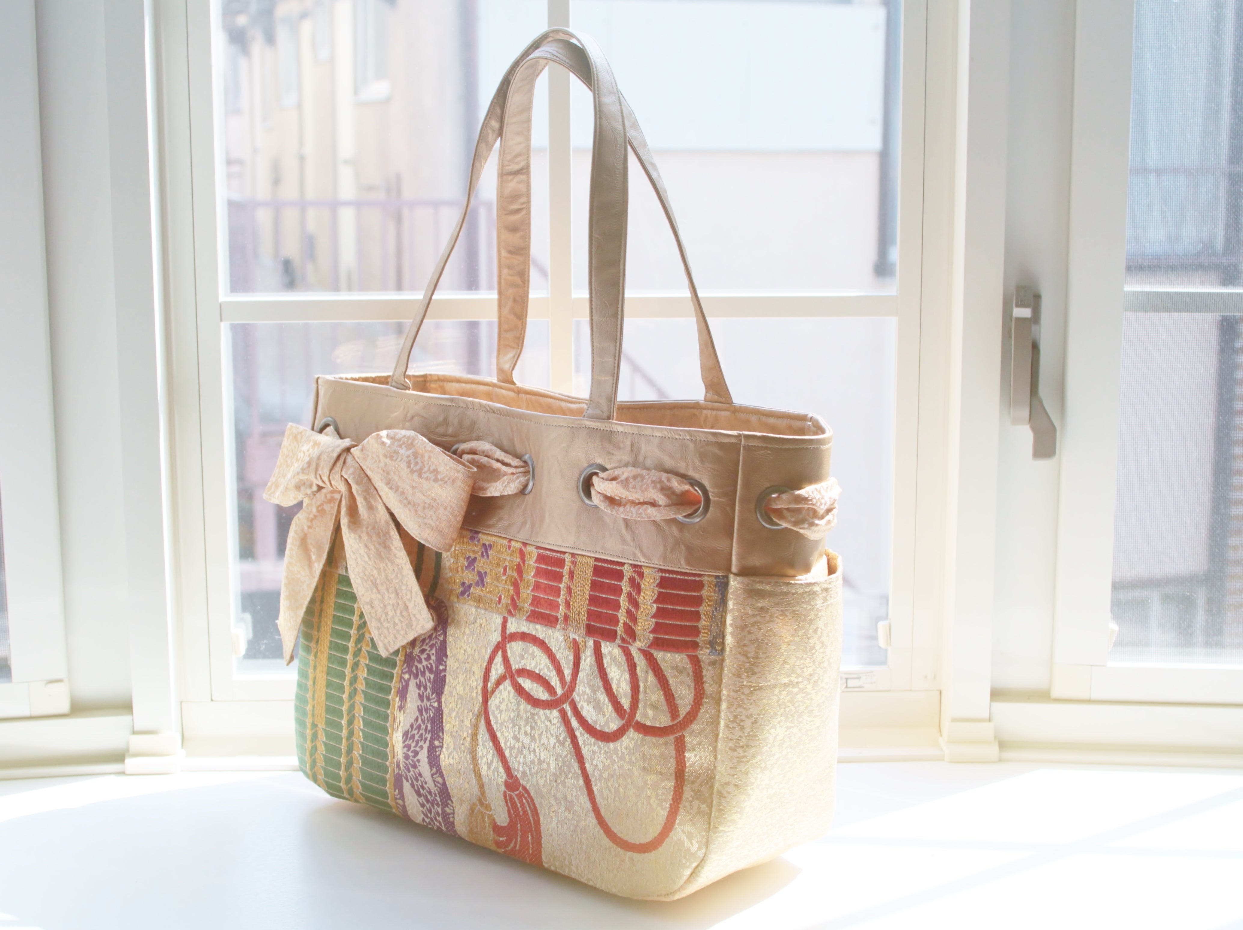 新作 帯リメイクバッグ×畳縁のコラボですハンドメイドワークショップ みちくさアートラボ