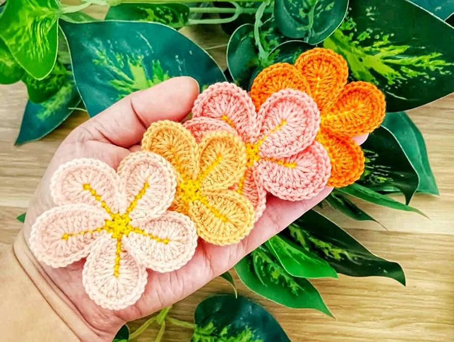 レース編み 無料編み図三重花びらの花モチーフ motifno2_001