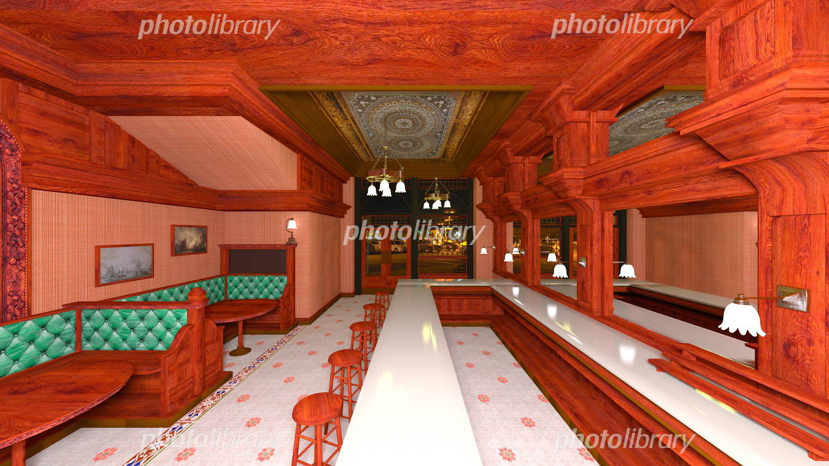 ファミレス店内 夕方- 店舗＆施設編02背景素材店みにくる