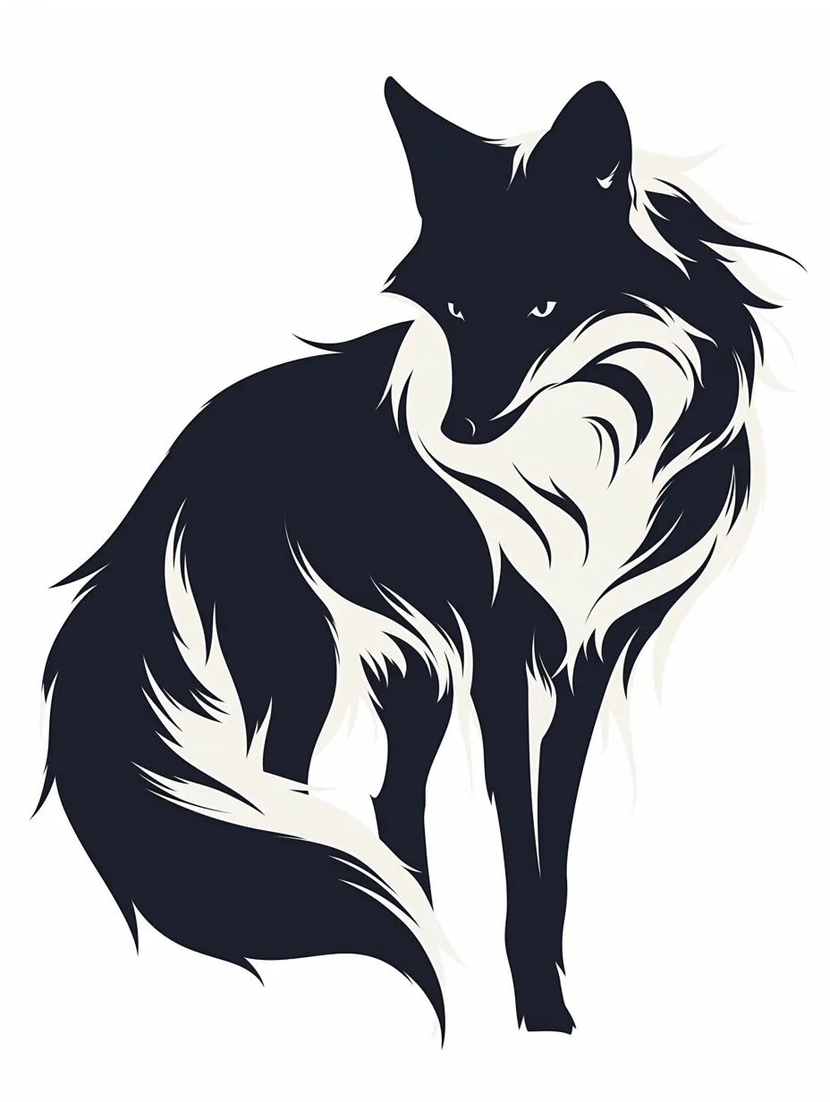 幻想的な狐ロゴシンボルイラスト・フリー素材なら「シンテリ」