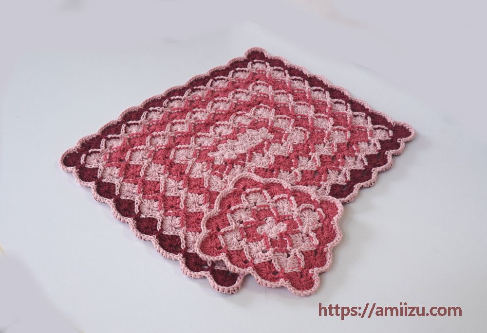 楽しすぎる編み方❤︎真ん中スタートのダイアゴナルステッチ❤︎かぎ針編み