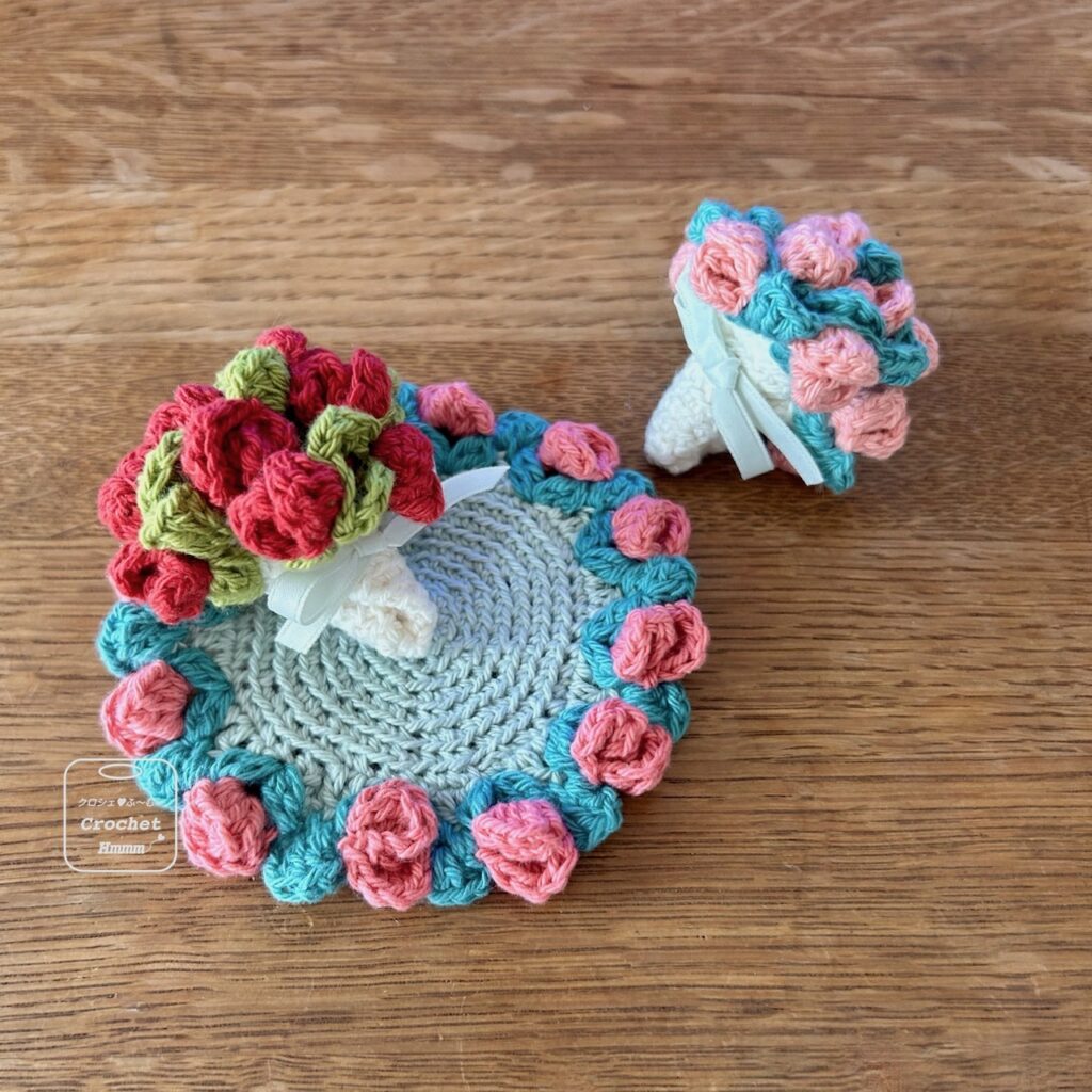 バラのコースターの編み方 Dedri's Rose Coaster Patterncrochet hmmm クロシェ ♡ ふ〜む