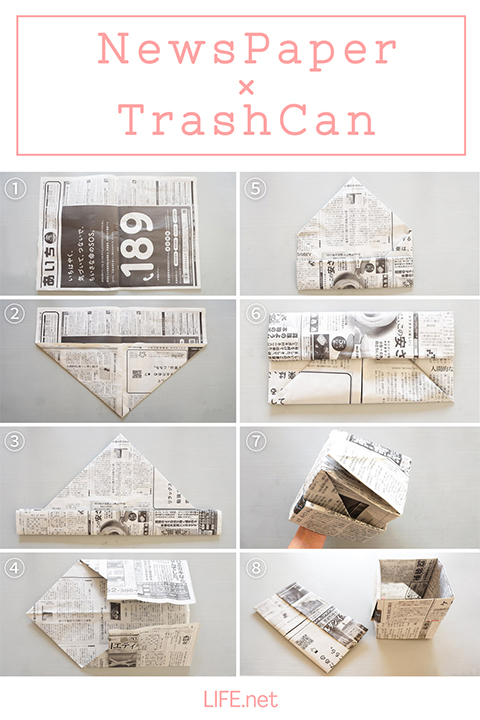 新聞紙でつくる丈夫で、深い紙箱 ゴミ箱 の折り方です。てんぷら油を捨てるのに便利！ - 「カトー折り🄬」ペーバークラフトで広げるエコ