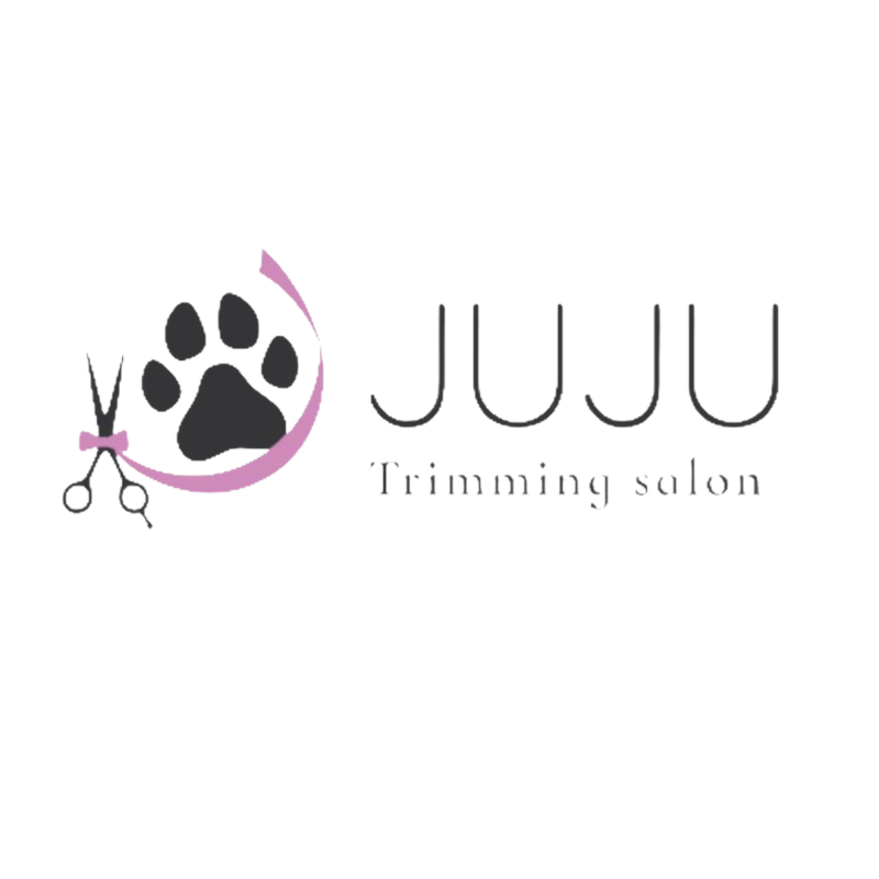 トリミングサロンロゴ 犬をモチーフに、ポップで可愛い雰囲気のロゴデザイン