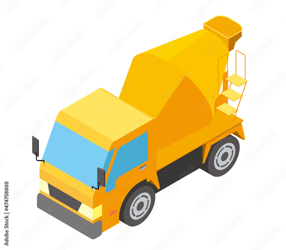 ミキサー車 シンプルなデフォルメされた可愛い自動車のアイコン、イラスト、ピクトグラム244471310- イメージマート