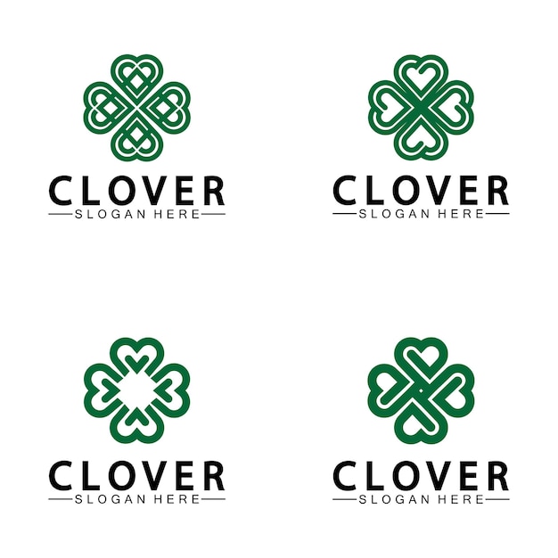 ハートと幸せの四葉のクローバーのロゴ：0480ロゴマークガーデンBASE店ロゴデザイン販売とブランディングの専門サイト