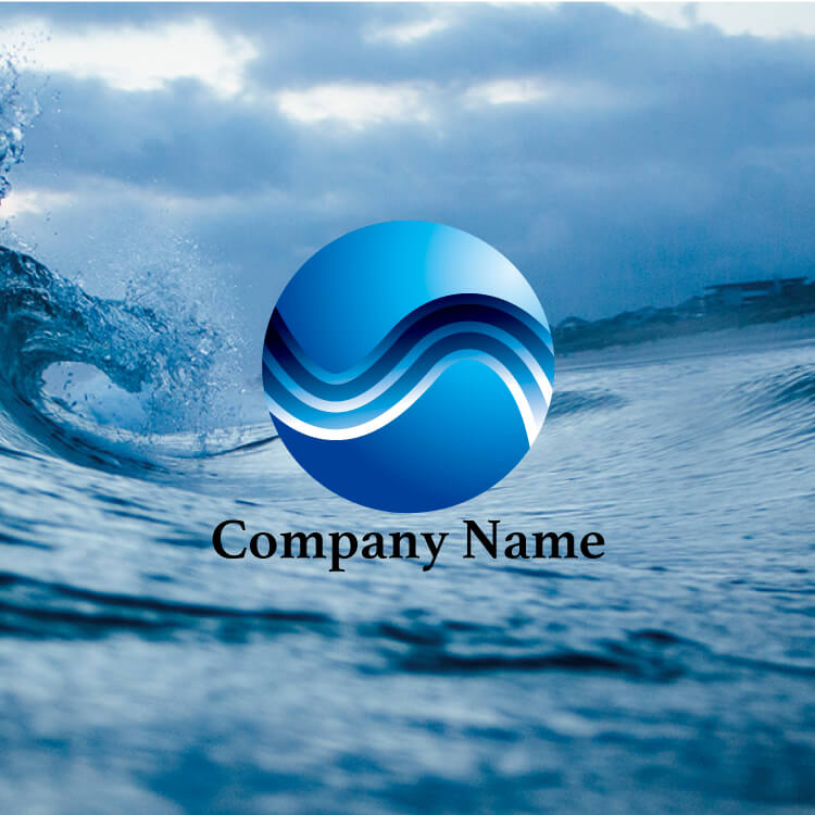 波のロゴの無料ロゴテンプレート 2568 - デザインAC