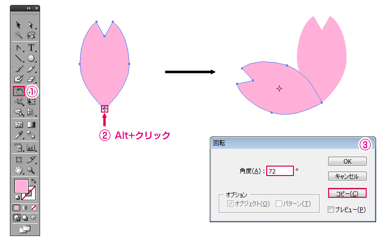 Illustrator お花の作り方 回転ツール初心者向けトピックスご当地写真・イラスト素材サイト PICTY ピクティ